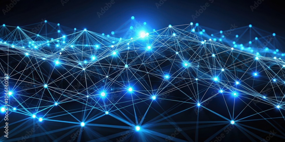 Fototapeta premium Abstract Digital Network with Illuminated Nodes and Connecting Lines
