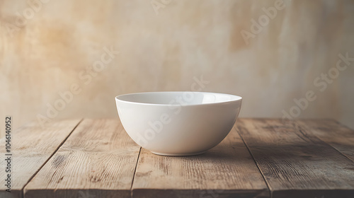 white bowl isolated on a wooden table