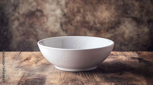 white bowl isolated on a wooden table