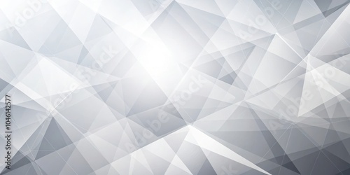 Abstract Grey and White Geometric Background with Intersecting Shapes and a Subtle Glow