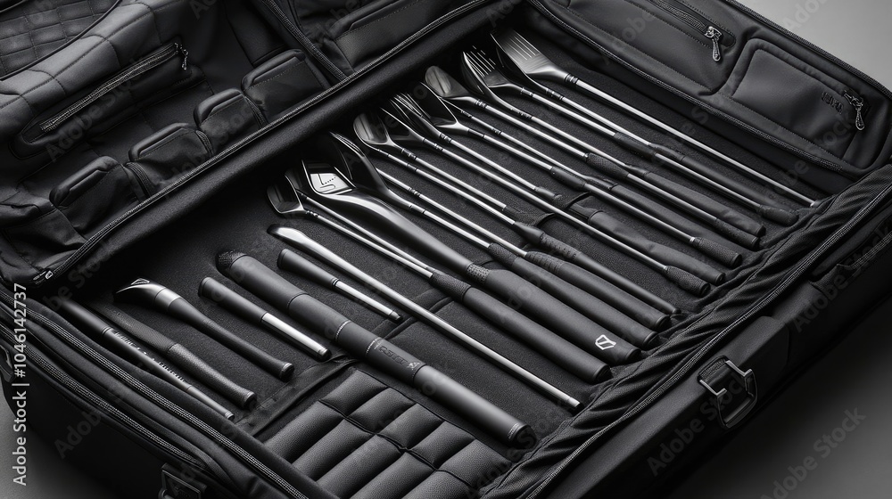 Sleek Black Cutlery Set in Organizing Case Sleek Black Cutlery Set in Organizing Case