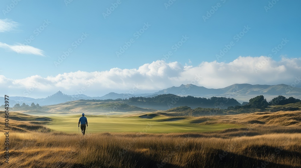 Scenic Golf Course with Majestic Mountain Backdrop