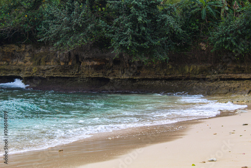 View of the waves washing the beach