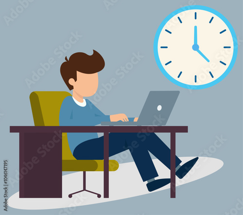 depict someone working at their desk, possibly illustrating the passage of time while working, Work against deadline, Deadline Pressure, Race Against Time,