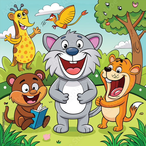 Here is the funny animal coloring book page featuring animals in a comical scene. It's sure to bring a lot of laughter while colouring! Let me know if you have any other requests!