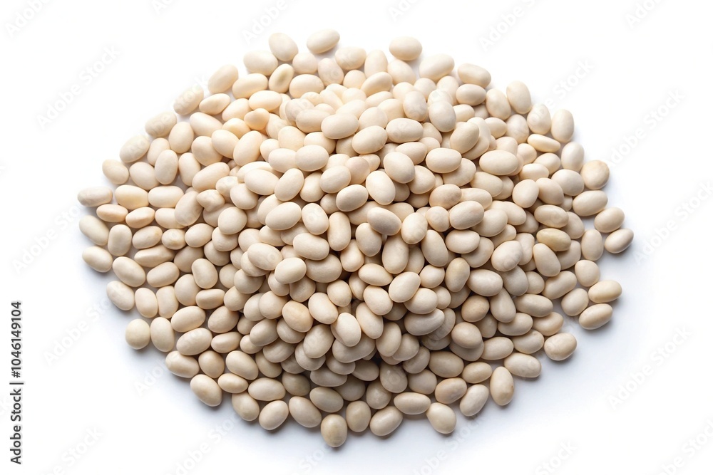 White beans on white background from aerial view White beans on white background from aerial view