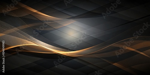 Abstract Black and Gold Design with Interlacing Waves and Grid Pattern