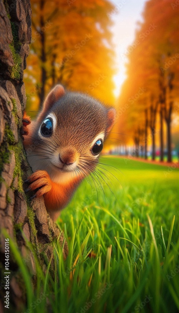 Eichhörnchen hintern Baum Eichhörnchen hintern Baum