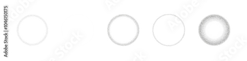 Gradient dots with grainy texture and noise effect. Circular halftone sphere with spray pattern and brush texture. Flat vector illustration isolated on white background.