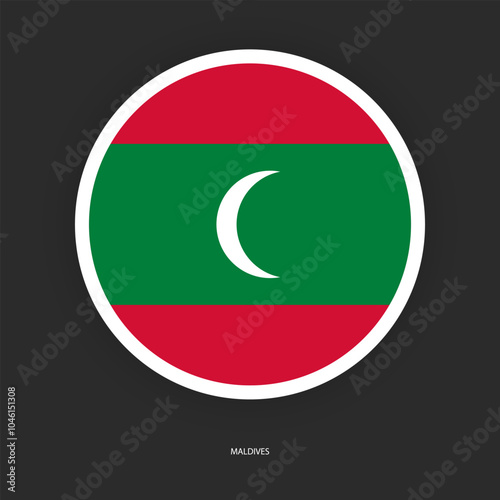 Maldives circle flag icon with shadow on dark background. Maldives button icon with white border isolated dark grey background. Free Download Maldives circle flag icon with shadow on dark background. Maldives button icon with white border isolated dark grey background. - GFXLoad