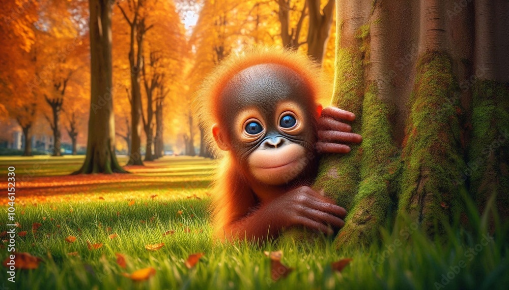 Orang Utan hintern Baum