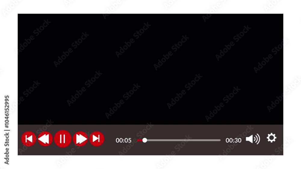 Minimal Media player interface animation, media player overlay template animation, video player screen with control buttons. Minimal Media player interface animation, media player overlay template animation, video player screen with control buttons.
