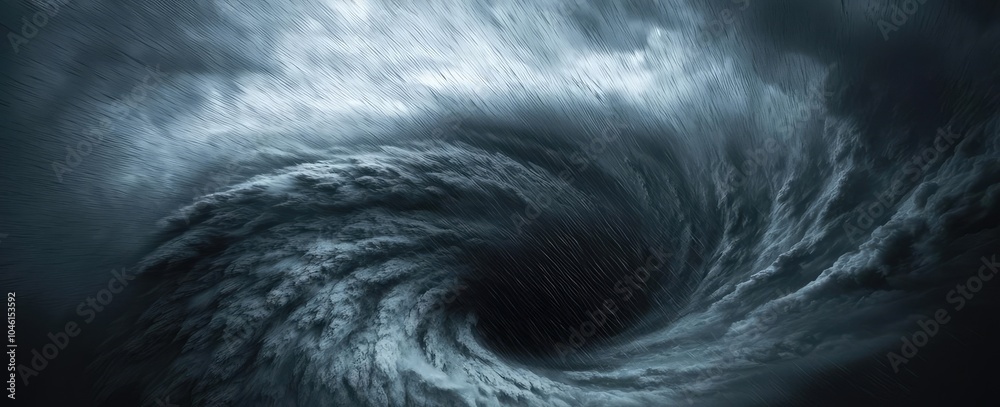 Fototapeta premium A lone figure standing before a swirling, dark vortex, evoking mystery and awe.