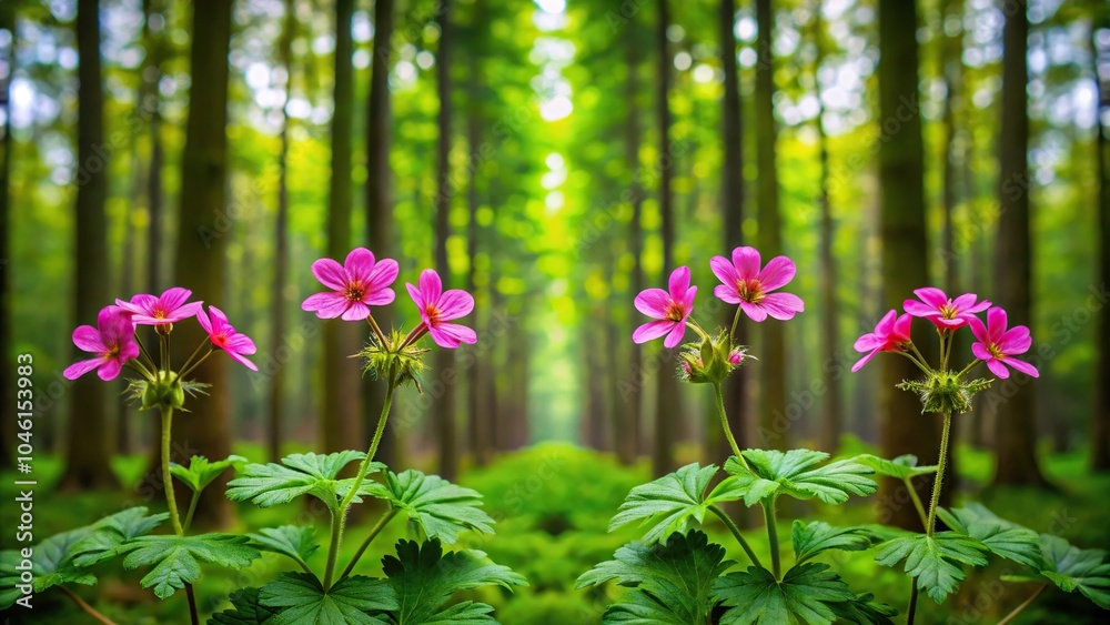 Stinking geranium flowers on the background of green vegetation in the forest? Stinking geranium flowers on the background of green vegetation in the forest?