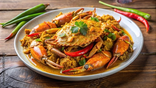 Stir fried soft shelled crab in curry powder photo