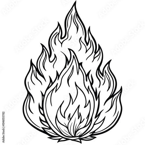 Flame burning smoke vector silhouette