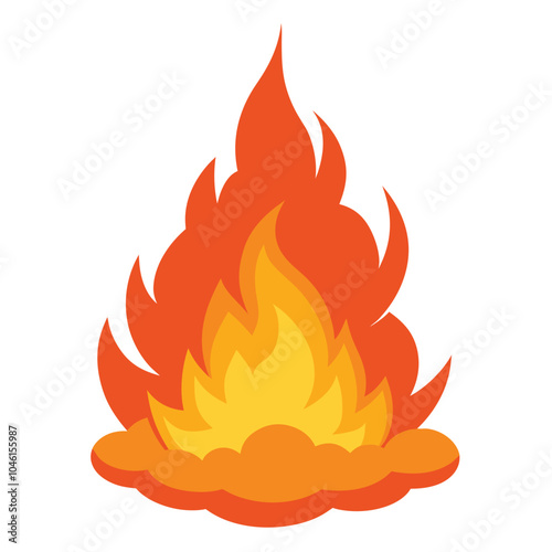 Flame burning smoke vector illustration