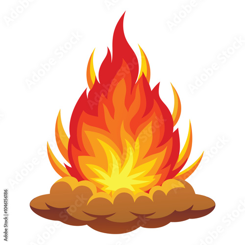 Fire flame burning vector illustration isolated on a white background