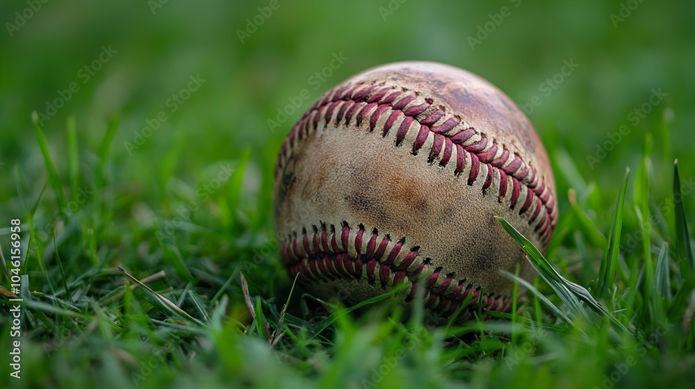 Baseball in the Grass: A Close-Up View Baseball in the Grass: A Close-Up View
