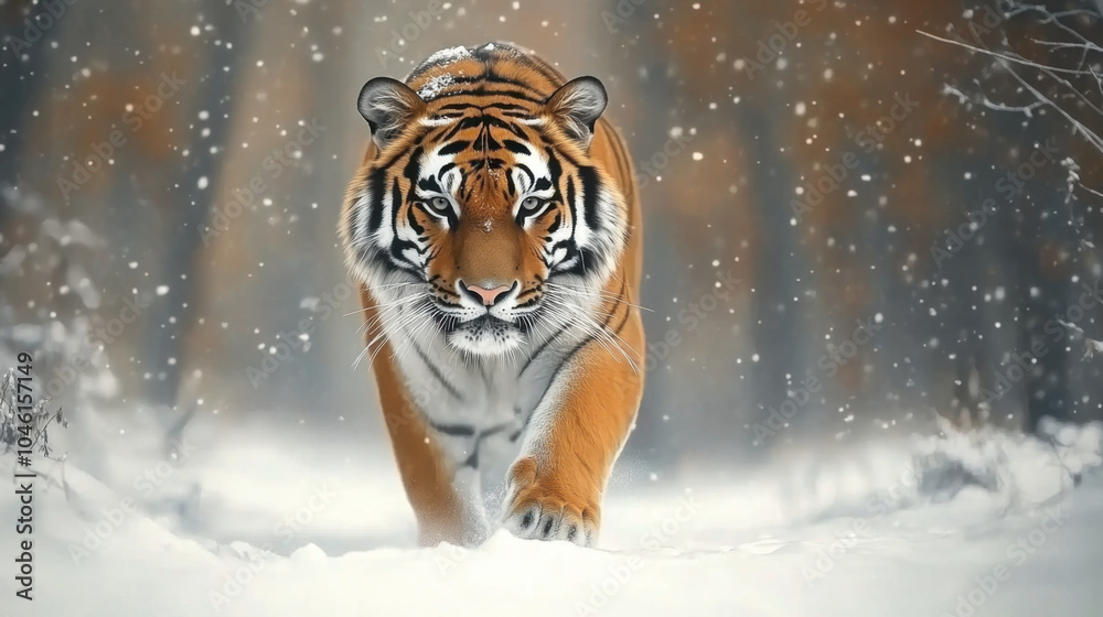 Obraz premium The Siberian tiger, also known as the Amur tiger, is the largest cat in the world