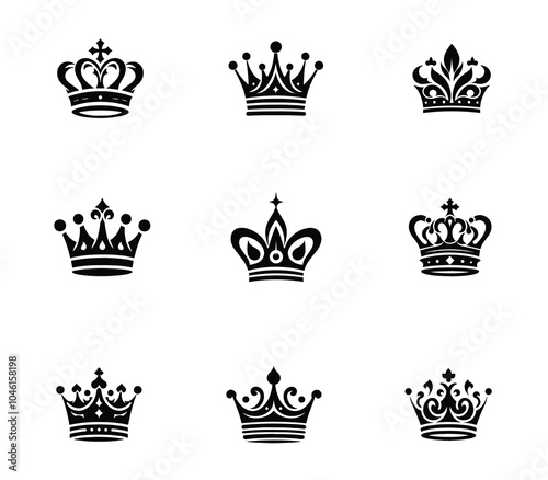 Vector crown logo set. kings crown vector logo collection. Modern element sign template. icon set
