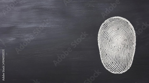 A detailed fingerprint on a dark chalkboard background, illustrating forensic science concepts and personal identification methods.