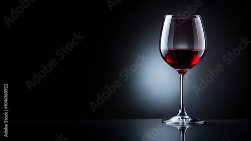 Stock photo of a glass of red wine against a black background with leading lines