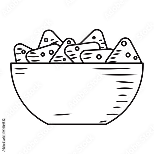 Hand-drawn nachos bowl illustration for Mexican food Vector