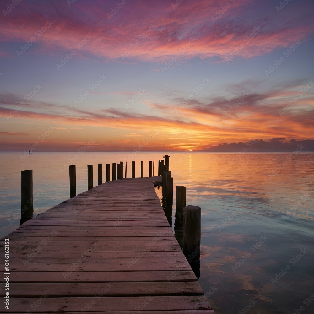 Fototapeta premium Golden Hour by the Calm Shore