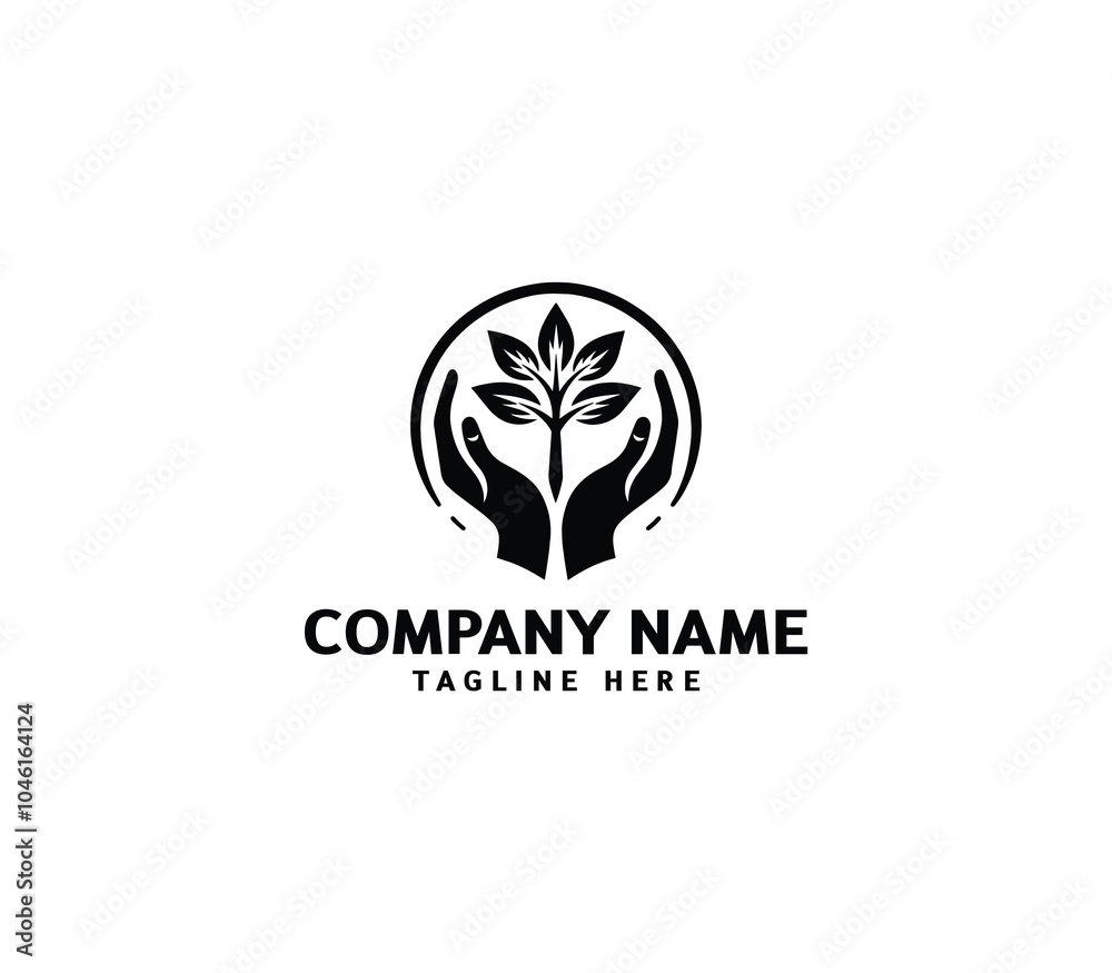 Vector healing hands logo with tree. Tree hand logo concept. Eco friendly healthy lifestyle logo Vector healing hands logo with tree. Tree hand logo concept. Eco friendly healthy lifestyle logo