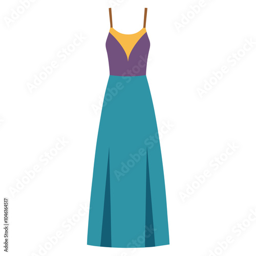 Maxi dress spaghetti strap vector illustration isolated on a white background