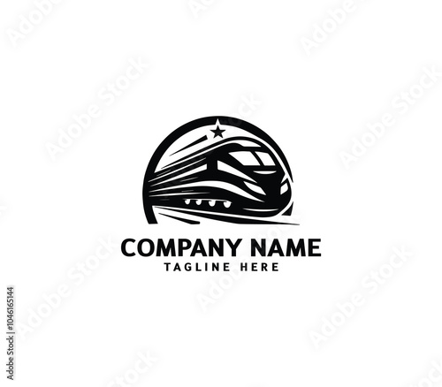 Vector futuristic train logo design. Modern train template logo signs. Fast speed train logo concept