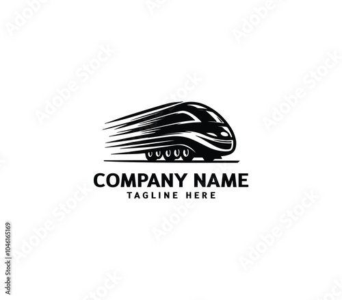 Vector futuristic train logo design. Modern train template logo signs. Fast speed train logo concept