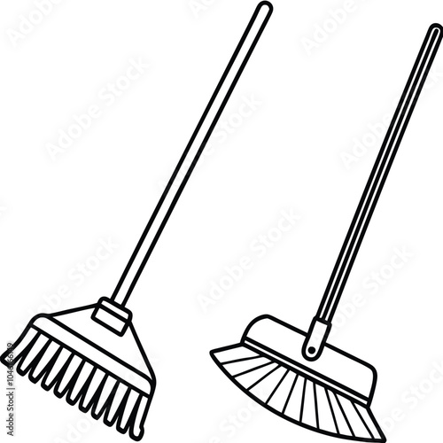 Rake sweep for gardening tool vector silhouette