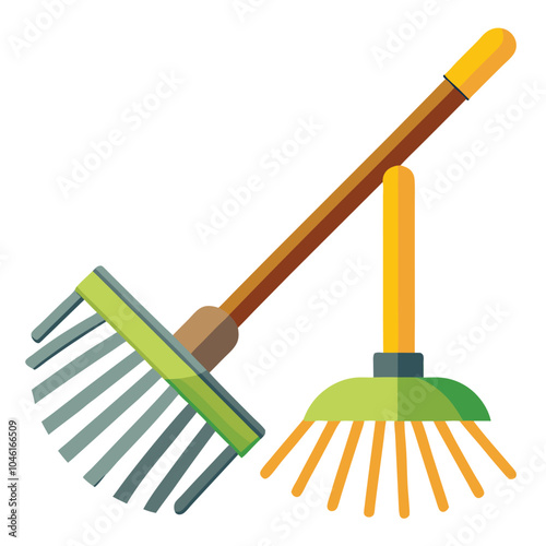 Rake sweep for gardening tool vector illustration isolated on a white background