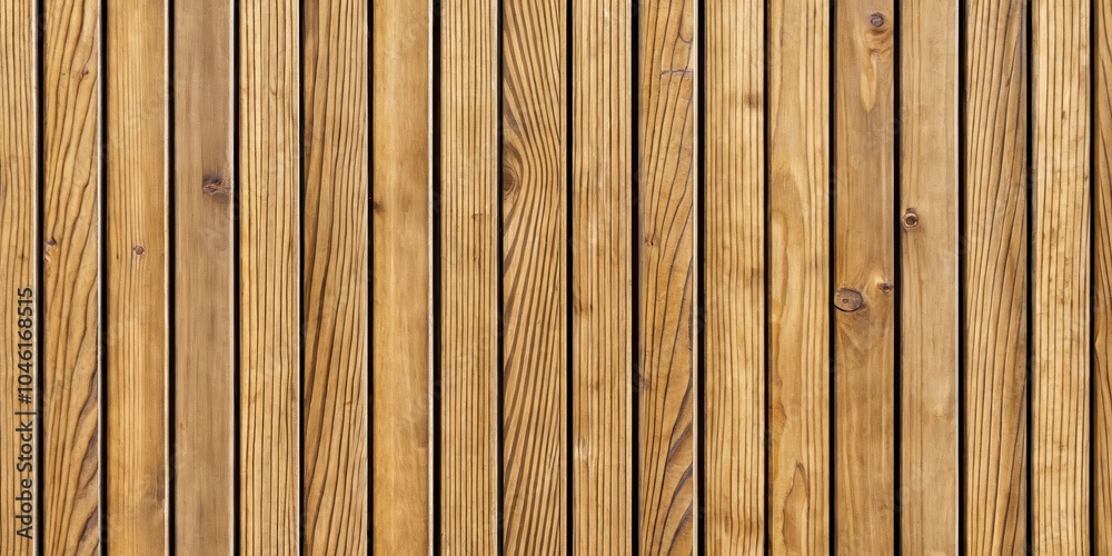 Fototapeta premium Close-up Texture of Smooth Wooden Planks, Vertical Grain Pattern, Natural Warm Brown Tones