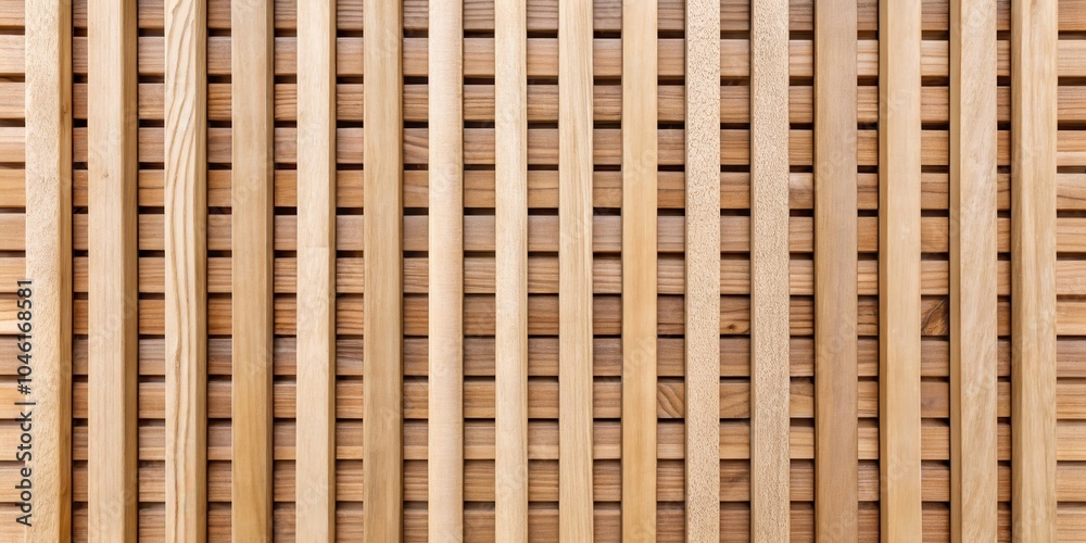 Striated Wooden Panel with Horizontal and Vertical Lines Forming a Decorative Grid Striated Wooden Panel with Horizontal and Vertical Lines Forming a Decorative Grid