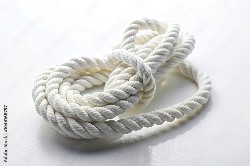 White clothes rope isolated on white background White clothes rope isolated on white background