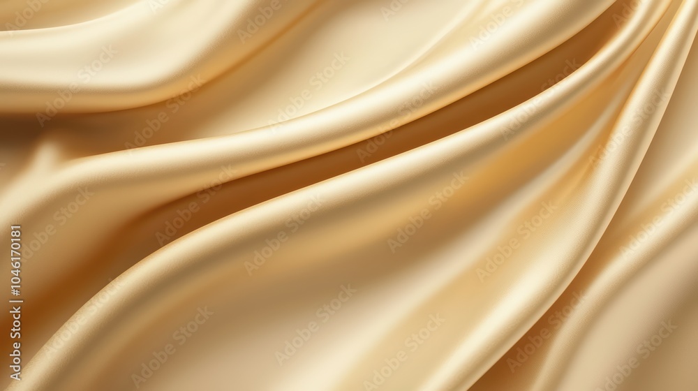 Elegant golden satin fabric draping gracefully Elegant golden satin fabric draping gracefully