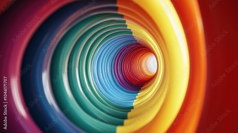 Colorful spiral tunnel, vibrant hues flowing in concentric circles creating a mesmerizing effect, great for backgrounds or abstract designs Colorful spiral tunnel, vibrant hues flowing in concentric circles creating a mesmerizing effect, great for backgrounds or abstract designs