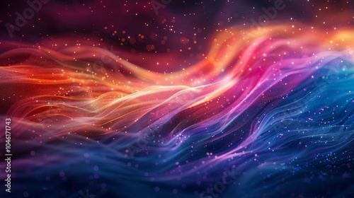 A colorful, swirling pattern of light and dark colors with a lot of sparkles