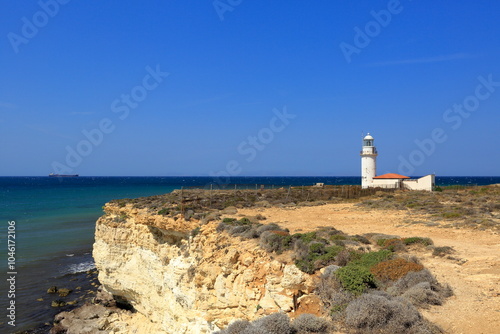 A view of Polente Lighthouse on Bozcaada Island. Turkey