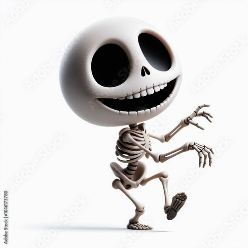 Illustration little skeleton on halloween, spooktober photo