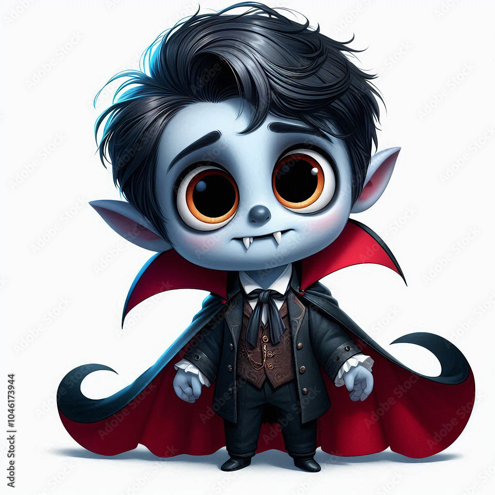 Fototapeta premium Illustration little vampire on halloween, spooktober
