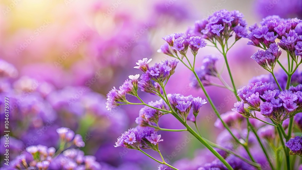 Naklejka premium A close-up of delicate purple blossoms with a soft, blurred background of similar flowers
