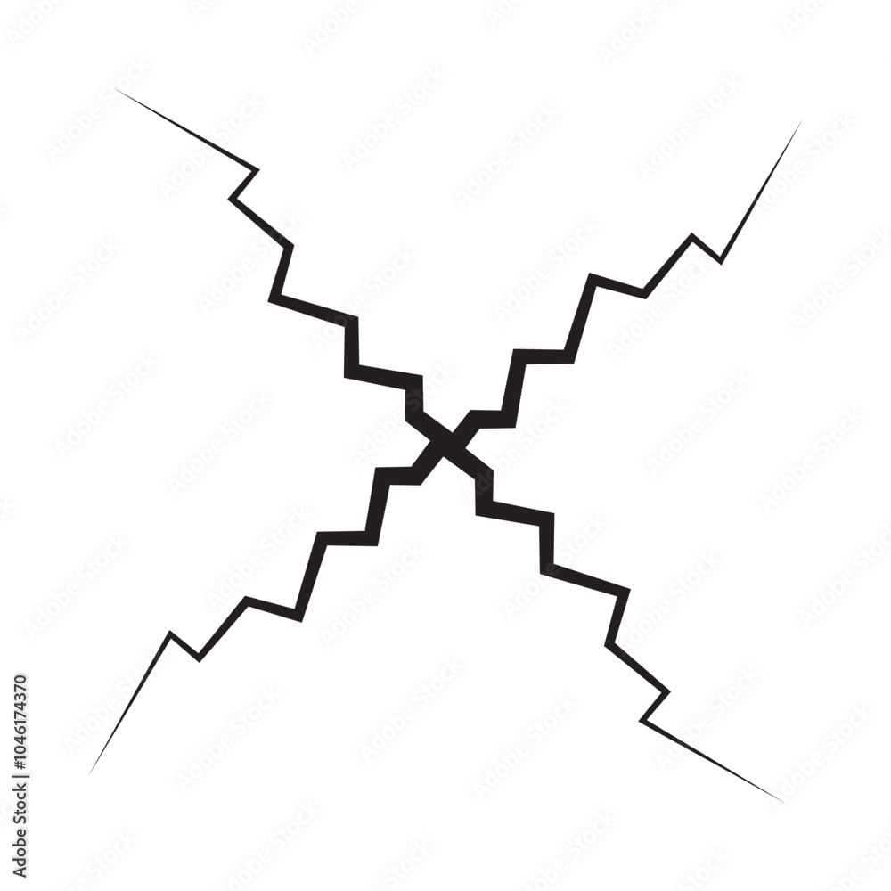 Fototapeta premium Earth crack and wall crack Vector icon. crack in ground after earthquake on background vector. vector illustration.