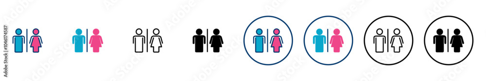 Toilet icon vector isolated on white background. Toilet sign. Man and woman restroom sign vector. Male and female icon Toilet icon vector isolated on white background. Toilet sign. Man and woman restroom sign vector. Male and female icon