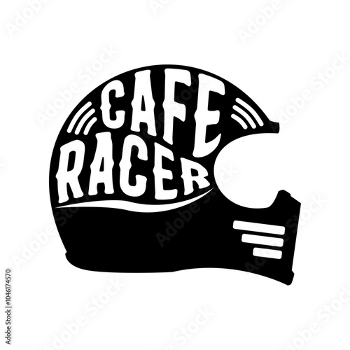 Vector sticker design caferacer helmet  photo