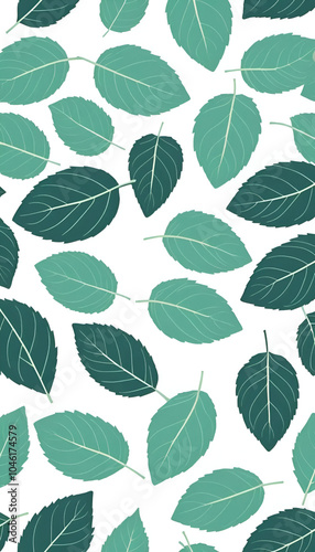 artwork of  design,  retro, mint leaves   isolated white background 