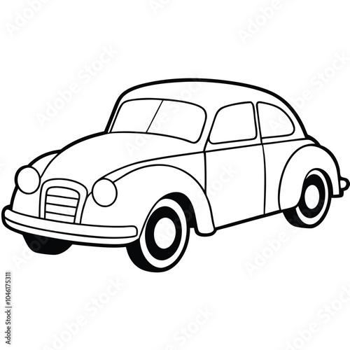 Cartoon Vintage Car Coloring Page silhouette 